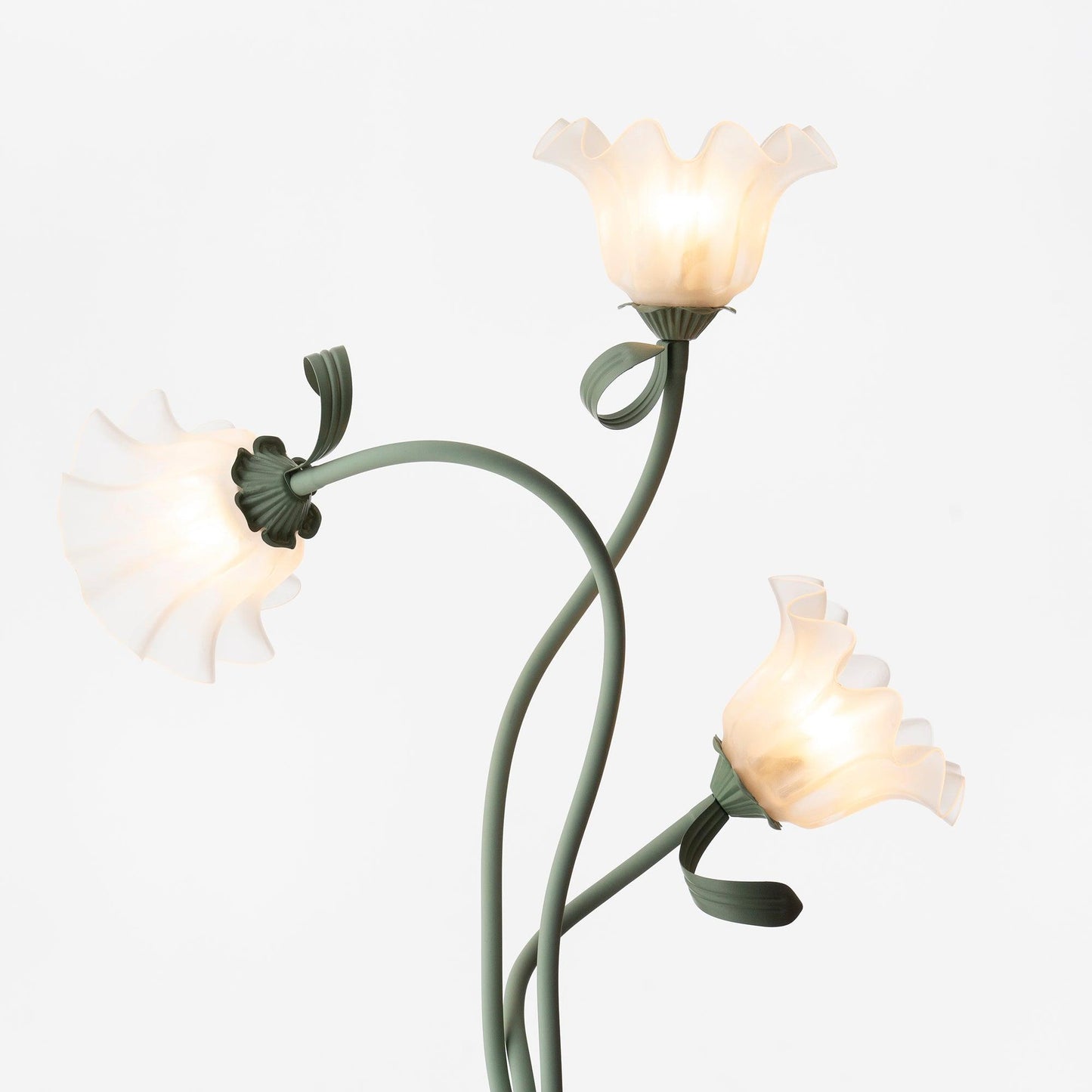 Calla Lily Flower Floor Lamp - Elegant Green Matte Finish with Delicate White Flowers