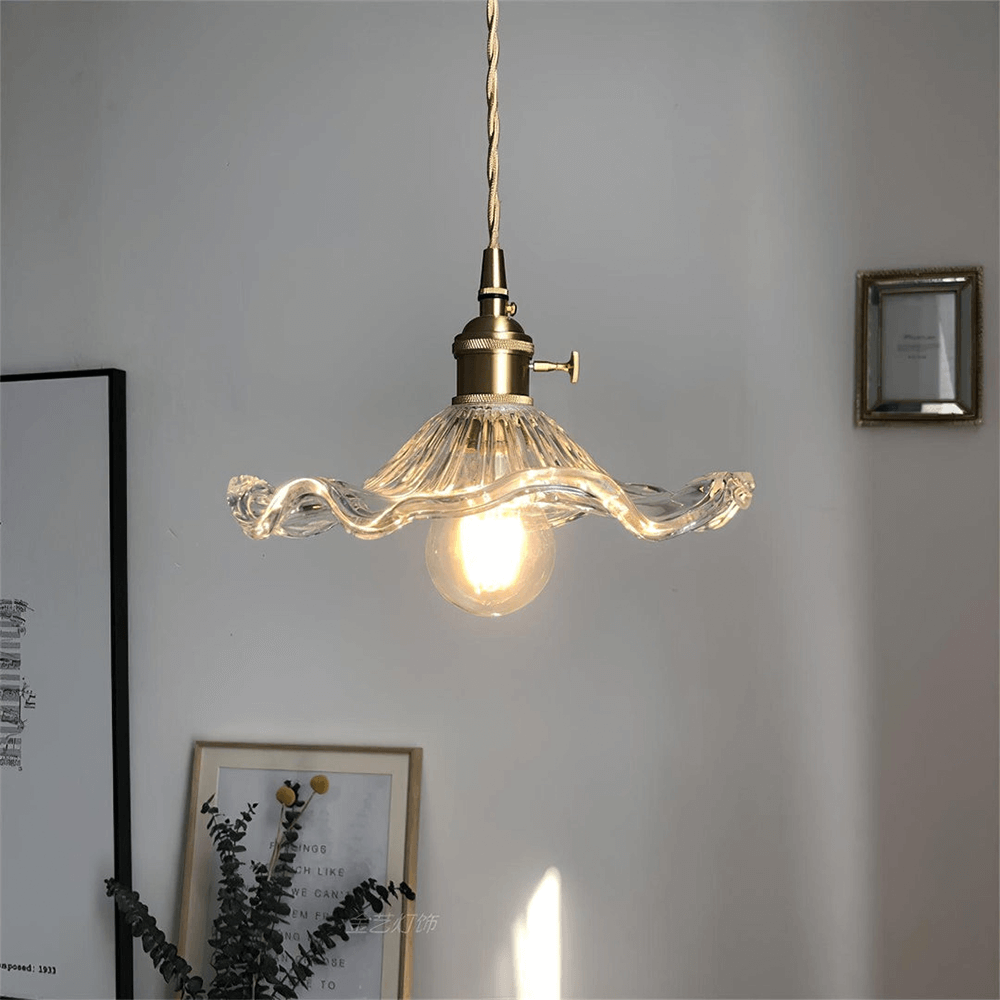 Hibiscus Flower Glass LED Pendant Light - Elegant Hanging Lamp