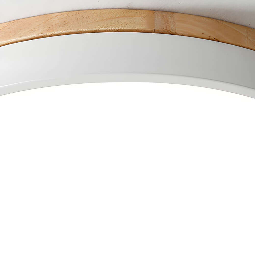 Wooden Round Flush Mount Ceiling Light Fixture for Living Room, Hallway, Bedroom