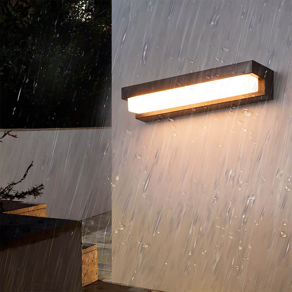 Solar LED Outdoor Wall Light, Black, Modern Waterproof Wall Sconce, 17/32CM