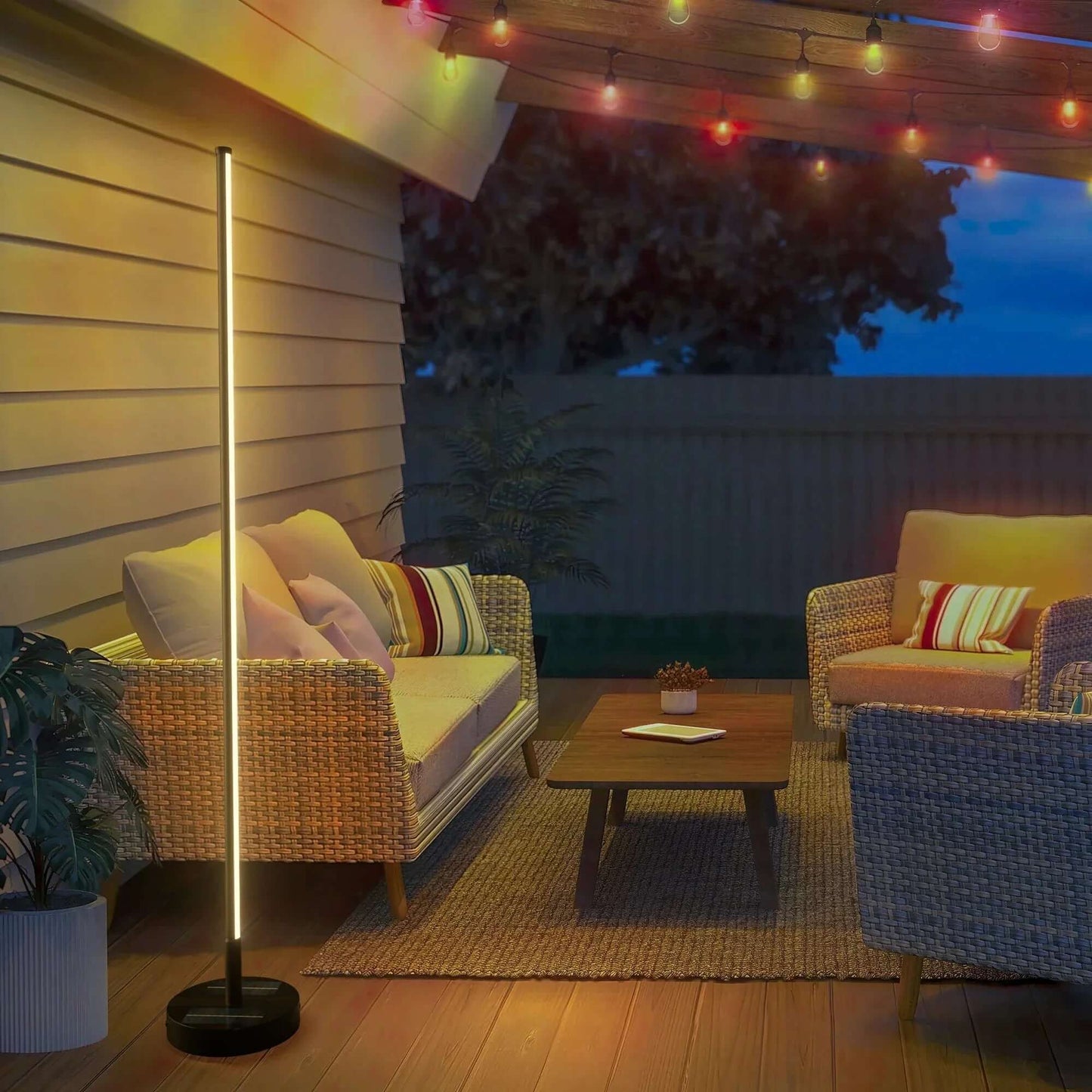 Modern Outdoor Solar Floor Lamp - 52.4" Tall LED Solar Powered Lamp for Patio, Garden, or Outdoor Living Area