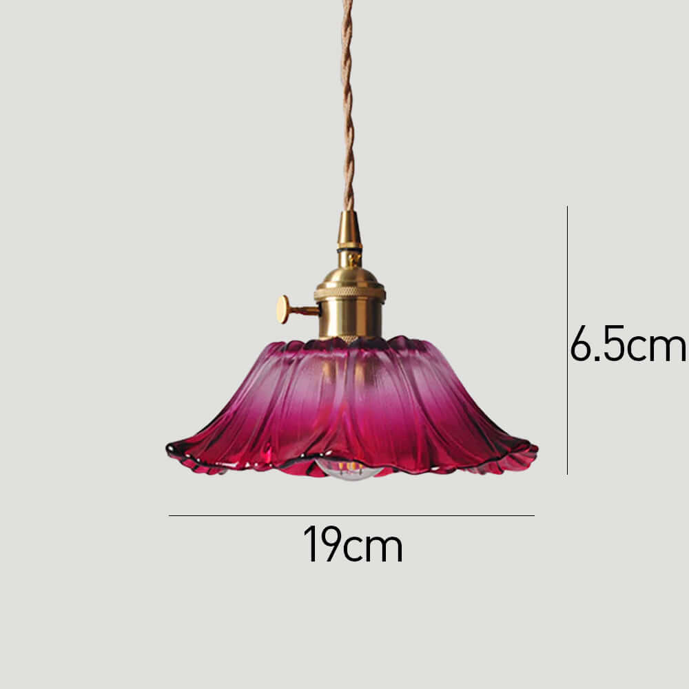 Retro Flower Glass Pendant Light for Dining Room, Vintage Hanging Lamp