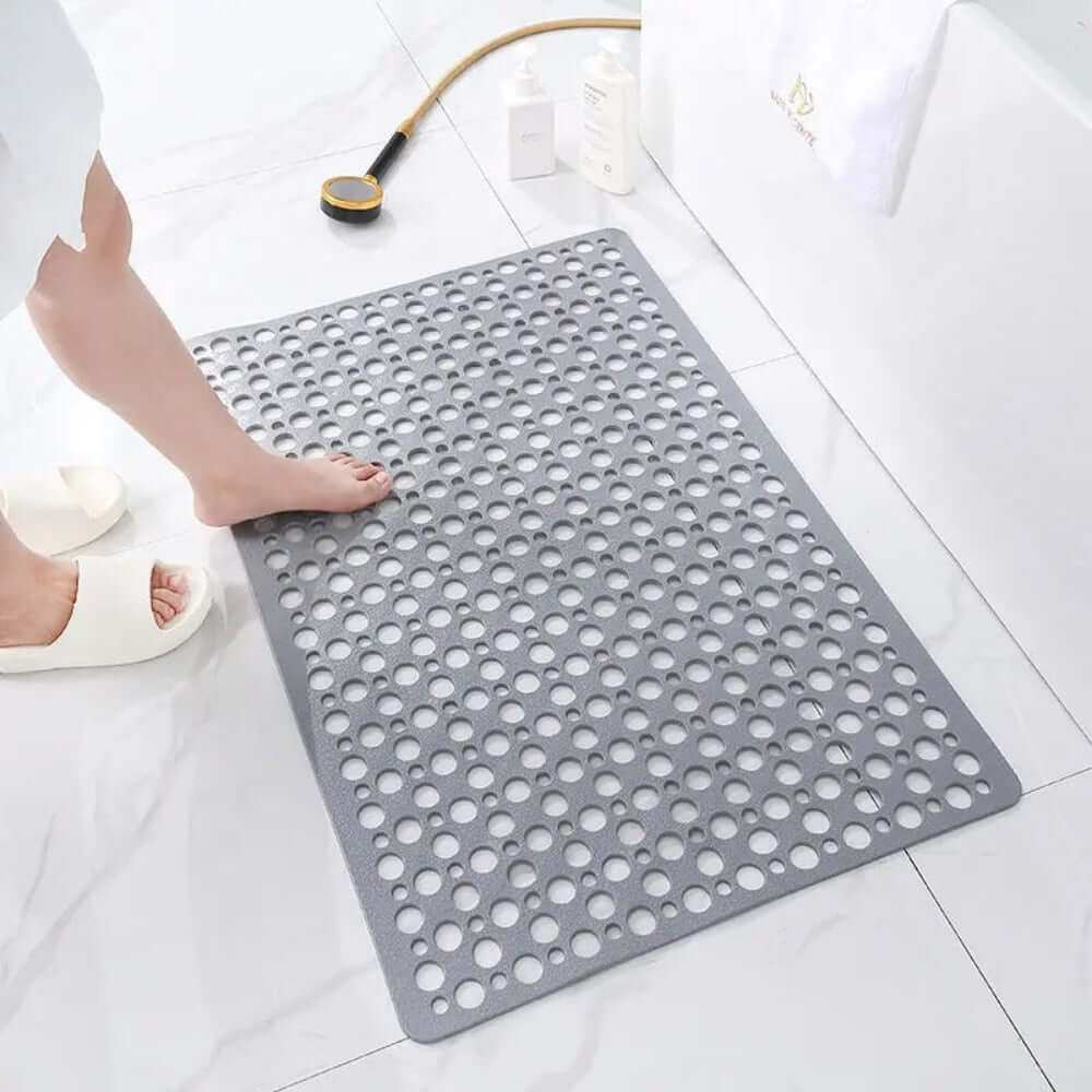 Luxury Anti-Slip Shower Mat, Mold-Resistant Bath Mat with Strong Suction Cups, Quick-Drainage, 70x38cm