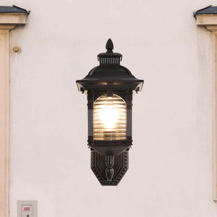 Antique Glass Outdoor Wall Lamp - Vintage Charm for Courtyards