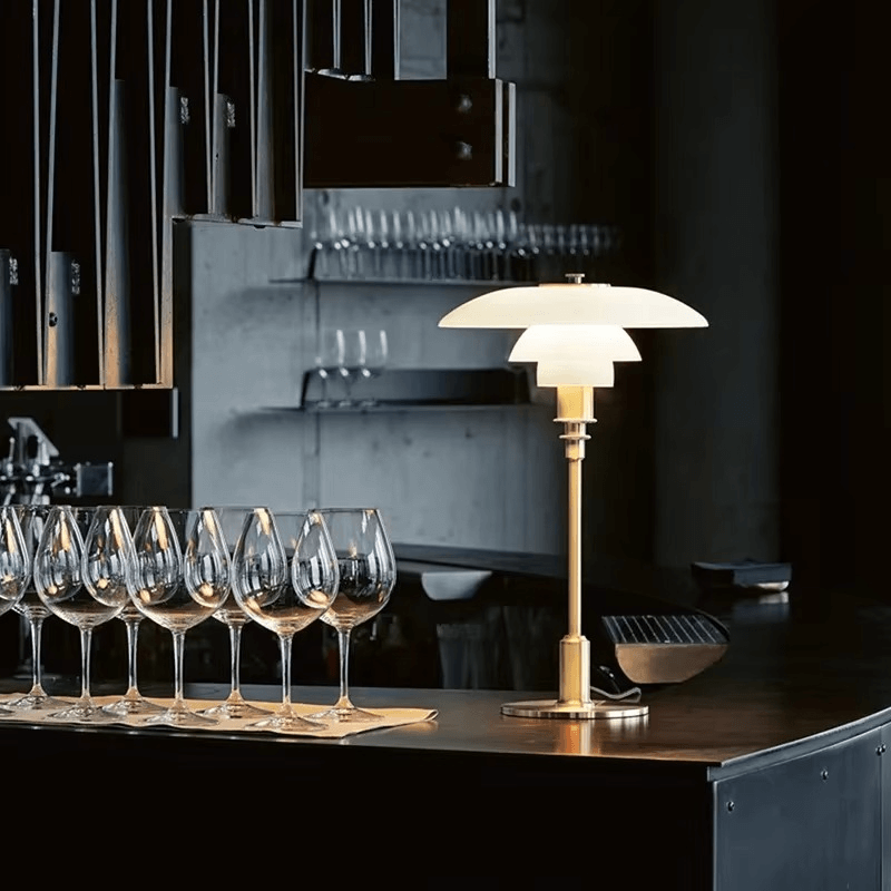 Modern Danish Designer Table Lamp with LED Light - Dimmable - 11" x 18.5"