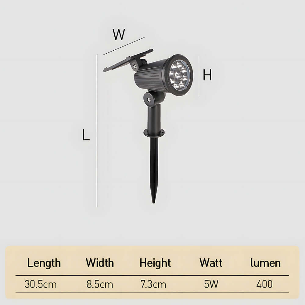 Solar Powered Modern Black Outdoor Floor Light - 30.5CM