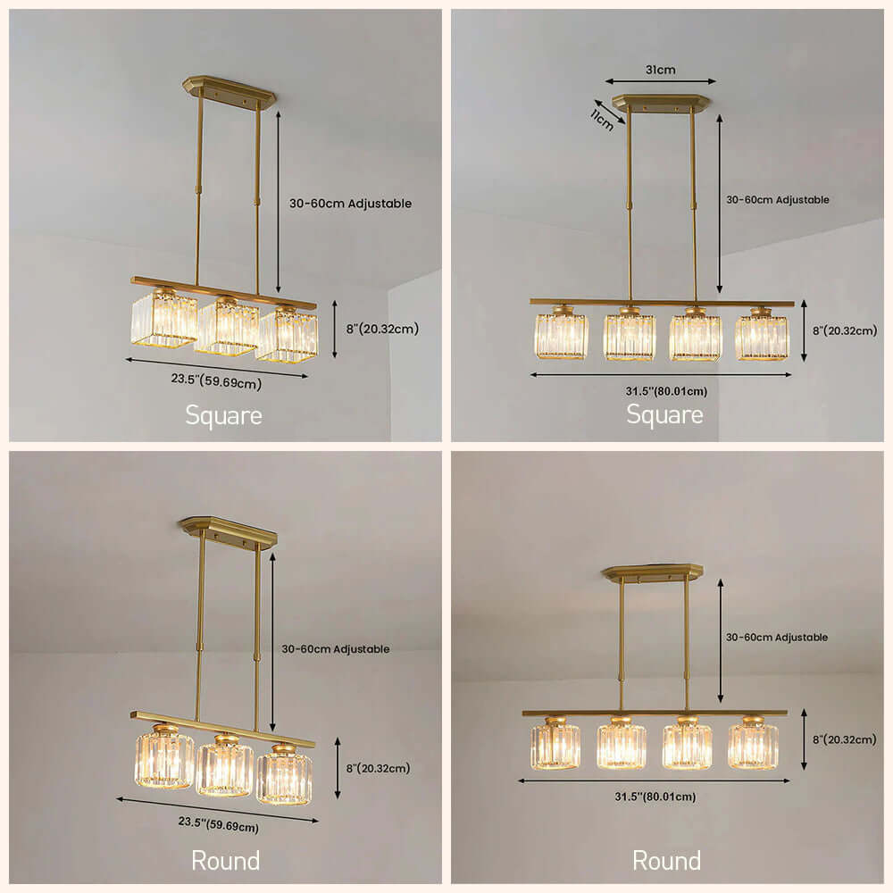 Nordic Multi-Head Designer Long Glass Island Lamp