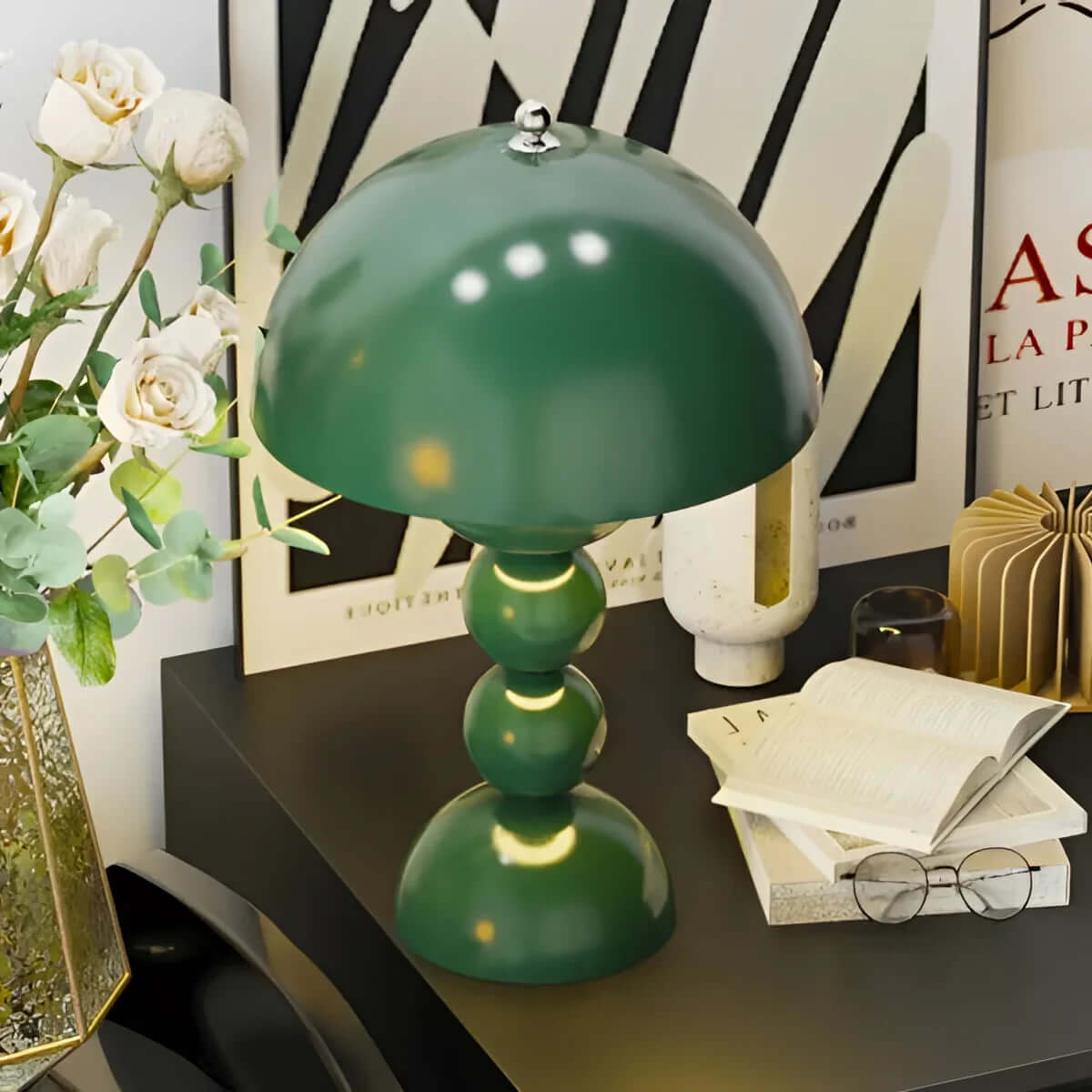 Vintage Mid-Century Modern Mushroom Lamp - Retro Acrylic Dome Light for Table & Desk