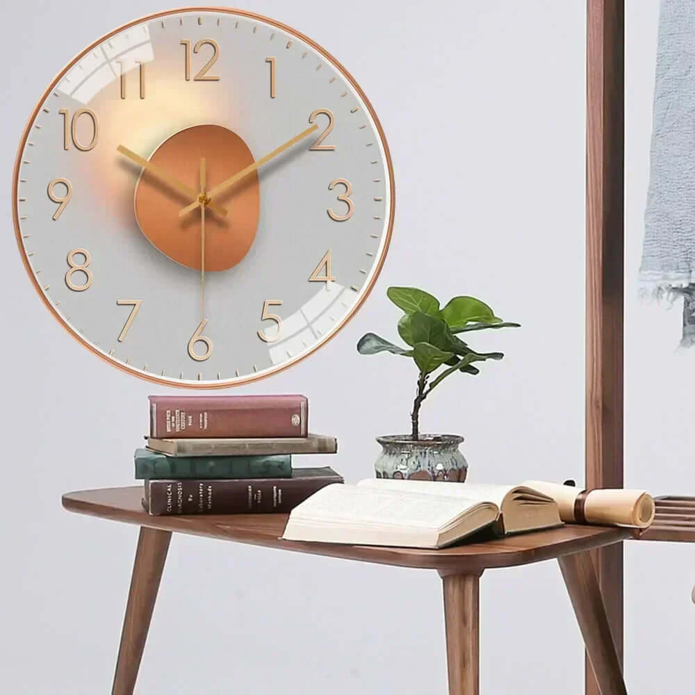 Silent Wall Clock, 30cm Modern Design, Battery Operated, Non-Ticking, for Living Room, Bedroom, Kitchen, Office