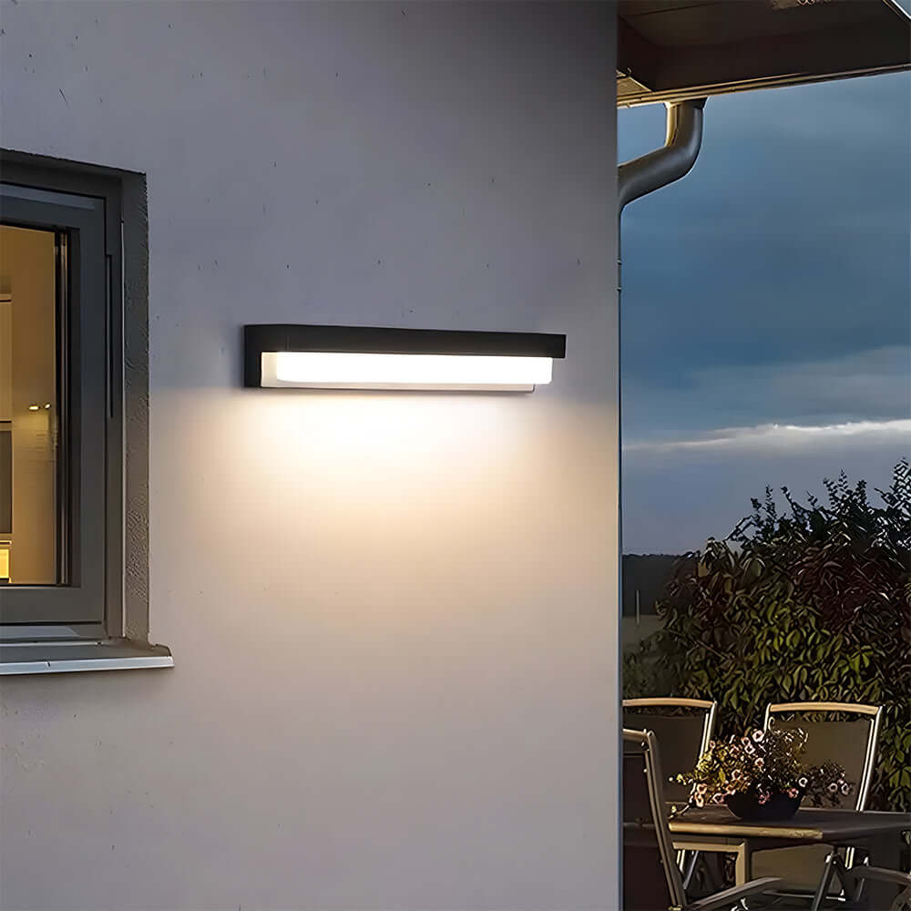 Solar LED Outdoor Wall Light, Black, Modern Waterproof Wall Sconce, 17/32CM