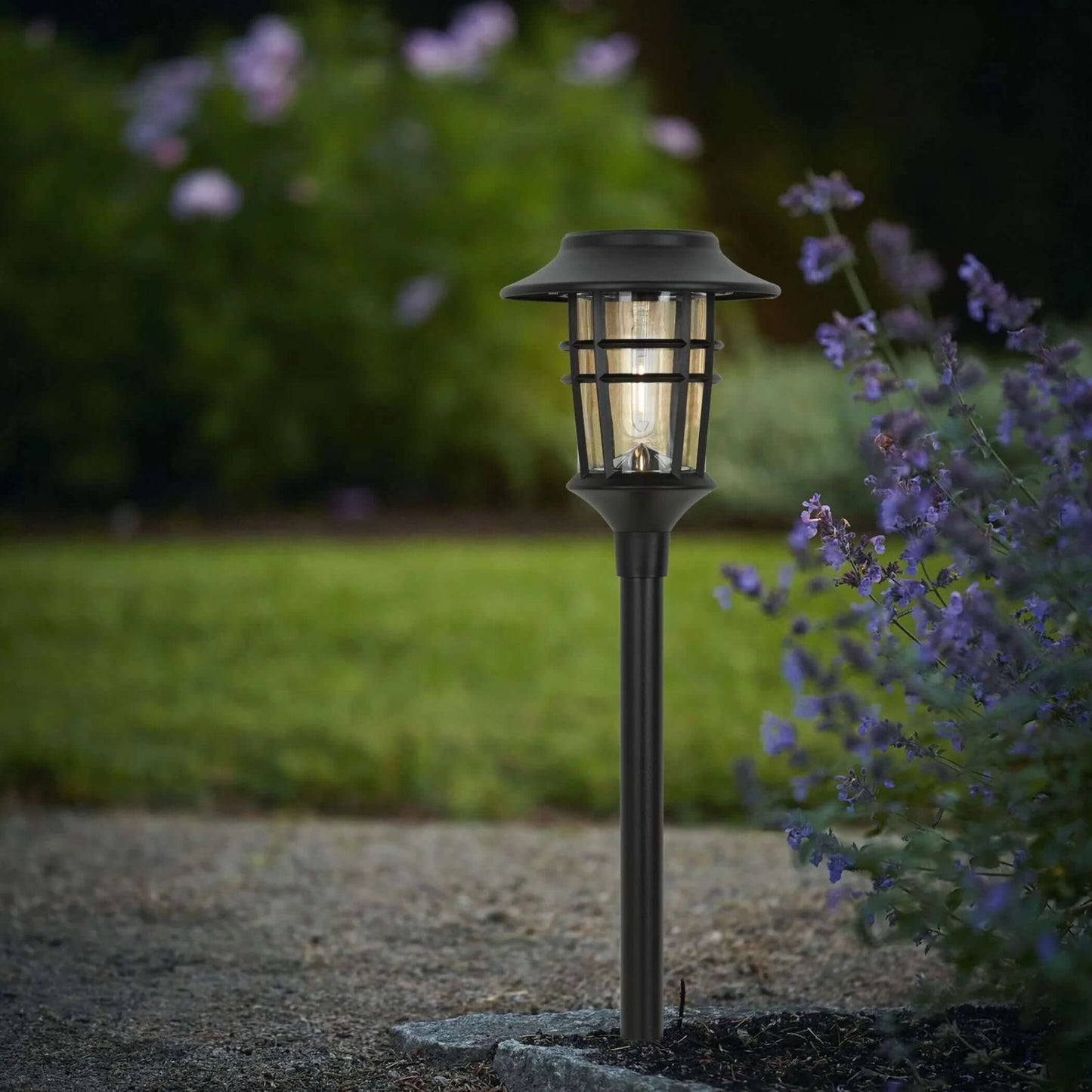 Solar Garden Lamps Torch Lights Outdoor 6-Pack - Black Aluminum & Plastic - 10 Lumens - 59cm H x 16cm W