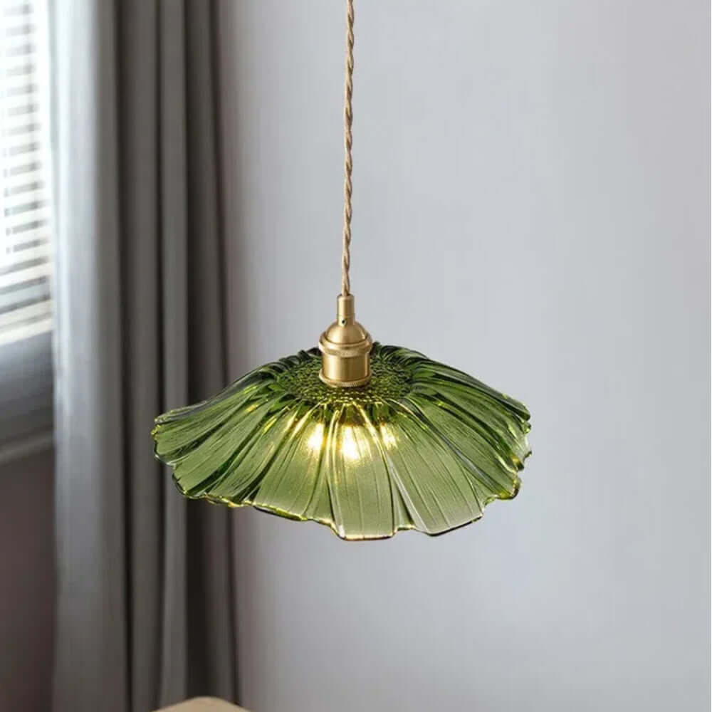 Retro Flower Glass Pendant Light for Dining Room, Vintage Hanging Lamp