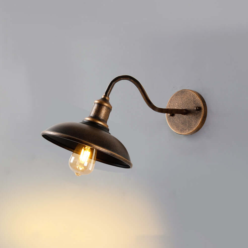Alessio Rustic Bowl Shaped Antique Brass IP65 Waterproof Outdoor Wall Lamp