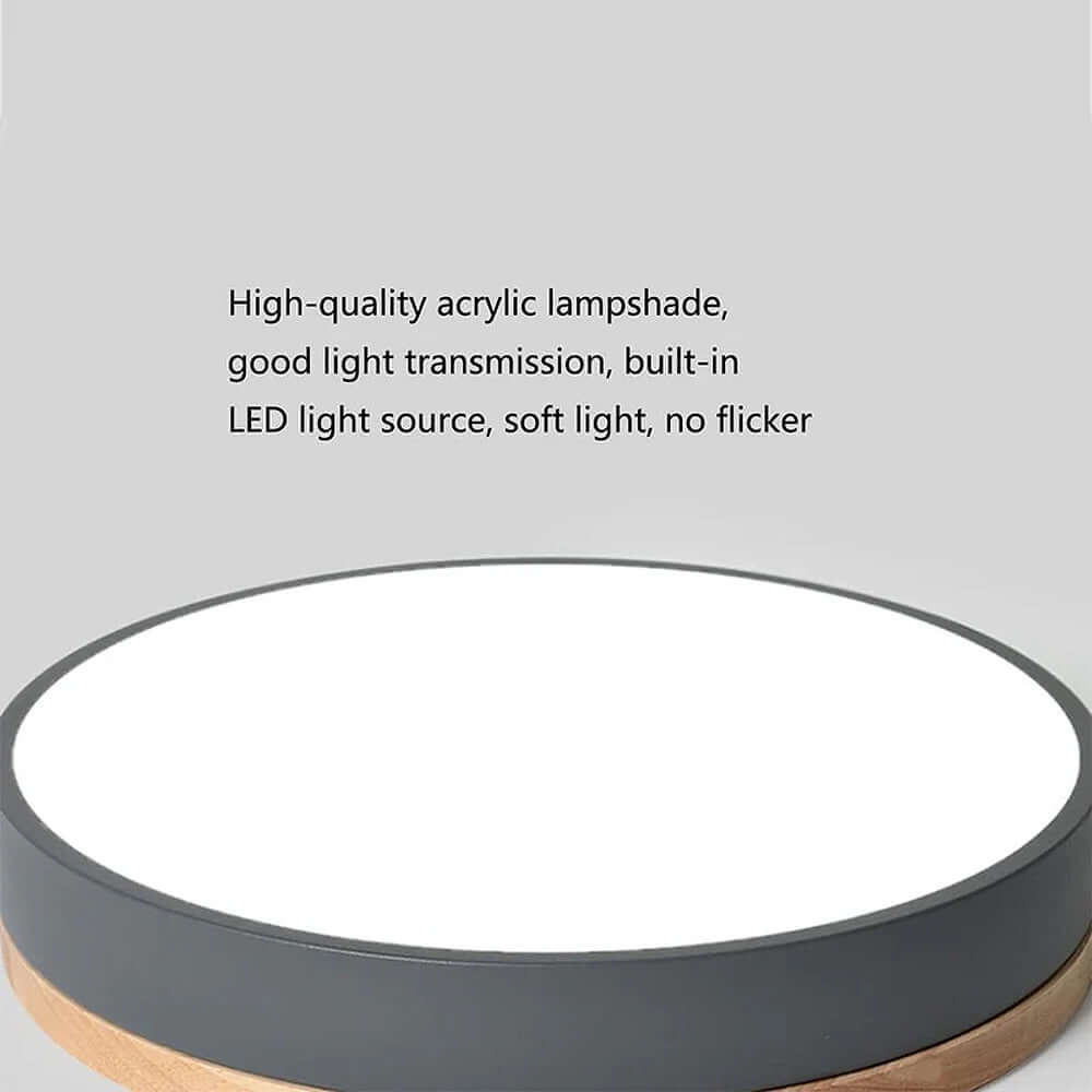 Wooden Round Flush Mount Ceiling Light Fixture for Living Room, Hallway, Bedroom