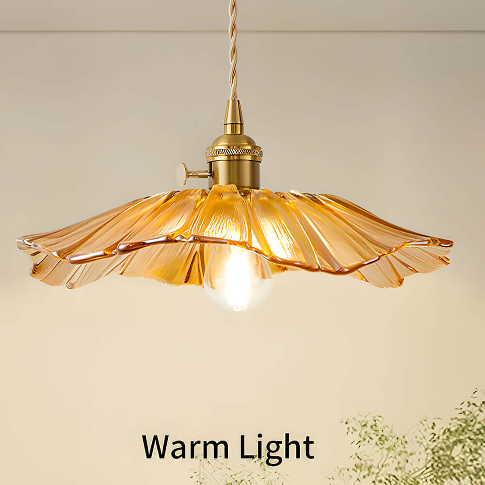 Retro Flower Glass Pendant Light for Dining Room, Vintage Hanging Lamp