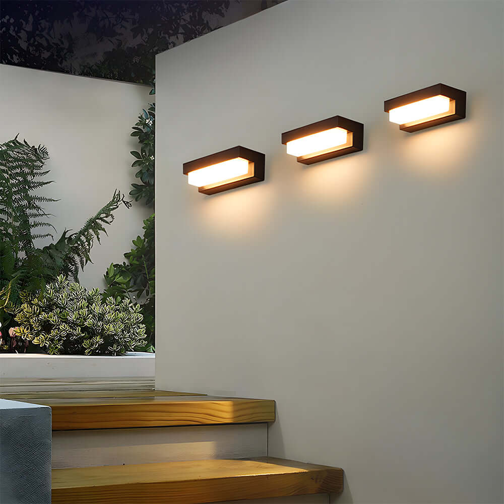Solar LED Outdoor Wall Light, Black, Modern Waterproof Wall Sconce, 17/32CM