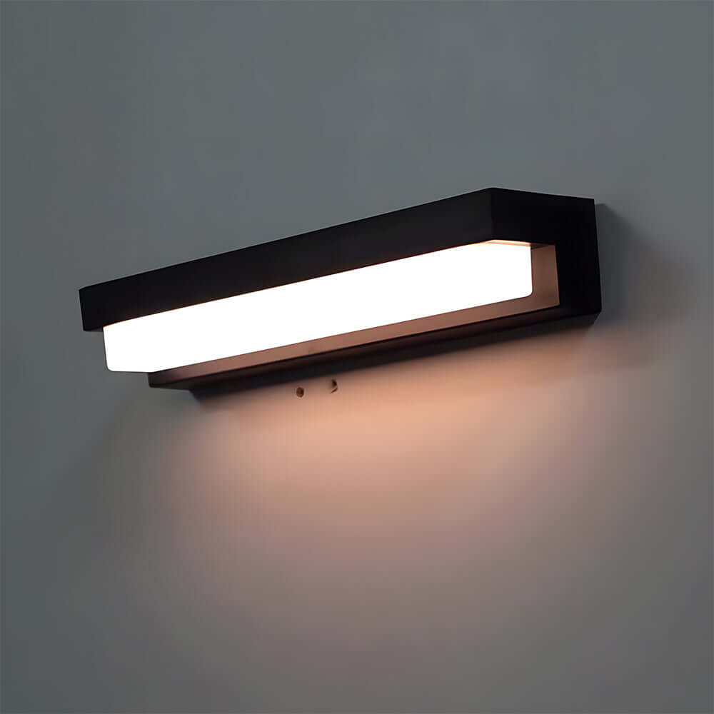Solar LED Outdoor Wall Light, Black, Modern Waterproof Wall Sconce, 17/32CM