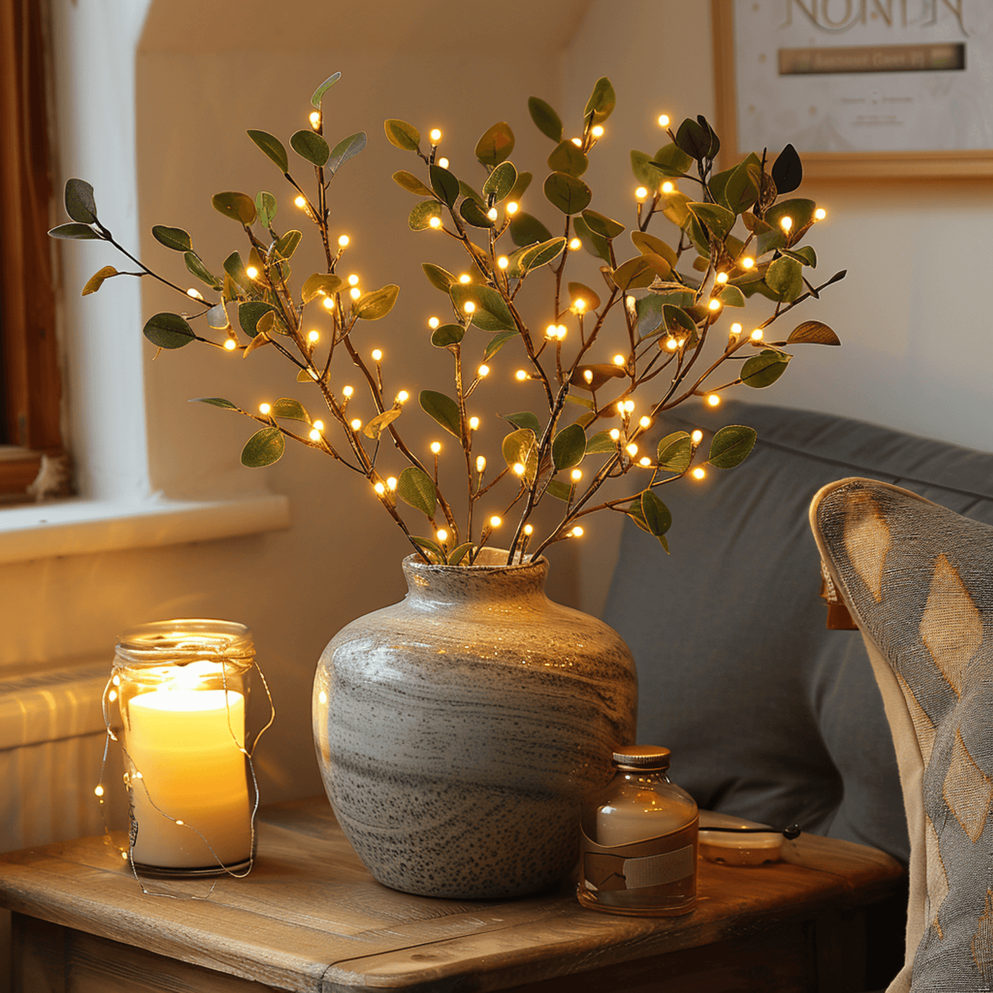 Luminous LED Olive Branch - 28" Battery Operated Fairy Light Branch Decor