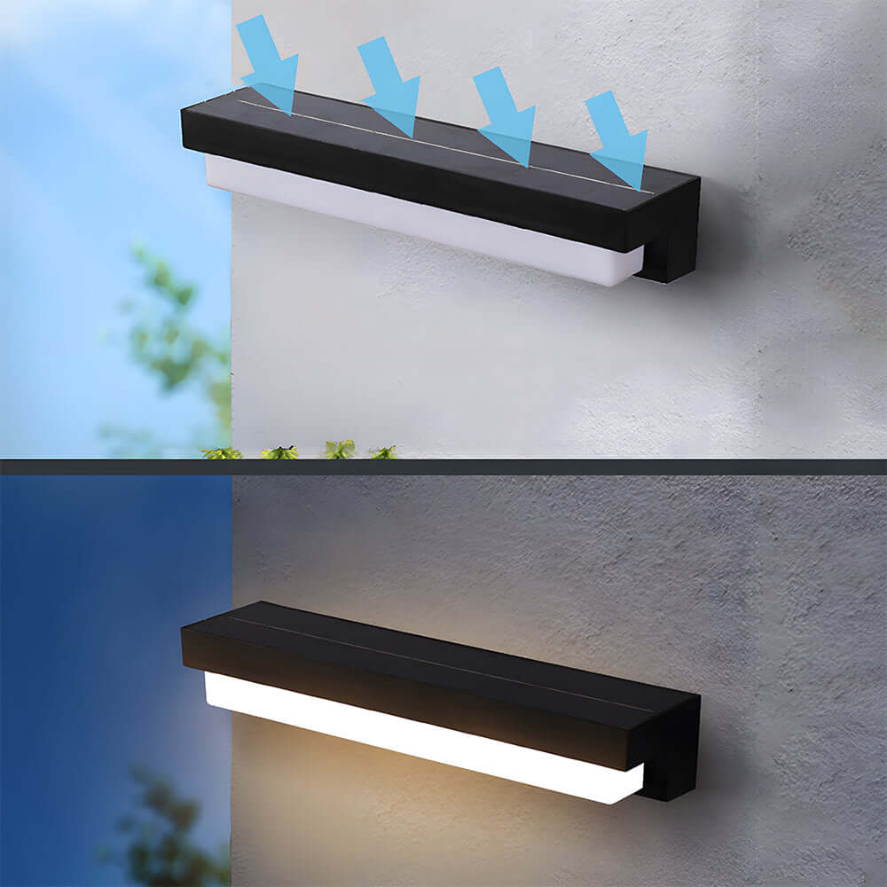 Solar LED Outdoor Wall Light, Black, Modern Waterproof Wall Sconce, 17/32CM