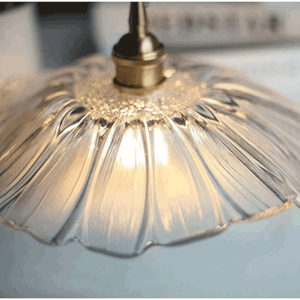 Retro Flower Glass Pendant Light for Dining Room, Vintage Hanging Lamp