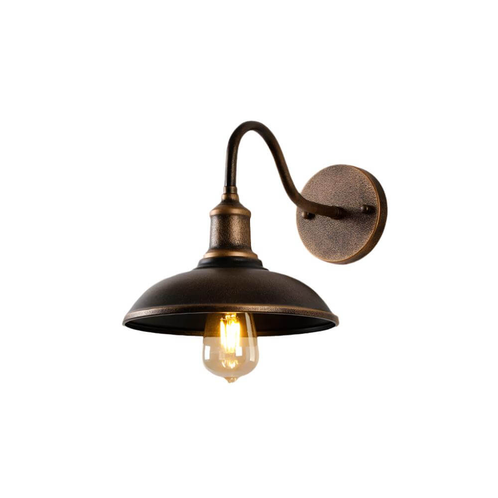 Alessio Rustic Bowl Shaped Antique Brass IP65 Waterproof Outdoor Wall Lamp