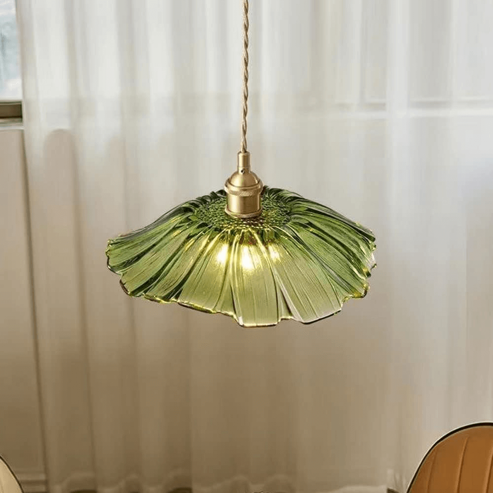 Retro Flower Glass Pendant Light for Dining Room, Vintage Hanging Lamp