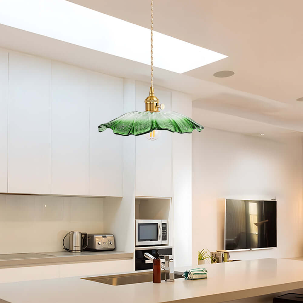 Retro Flower Glass Pendant Light for Dining Room, Vintage Hanging Lamp