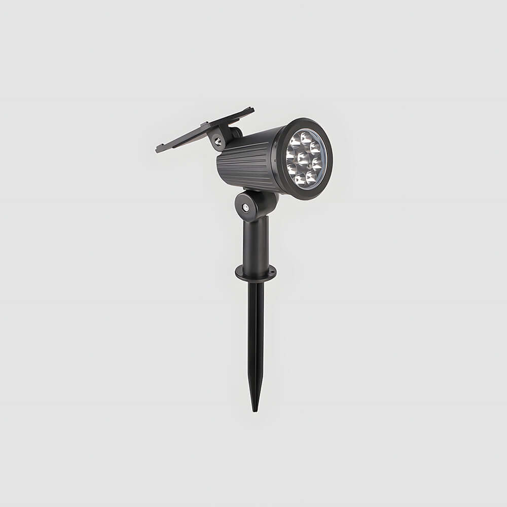 Solar Powered Modern Black Outdoor Floor Light - 30.5CM
