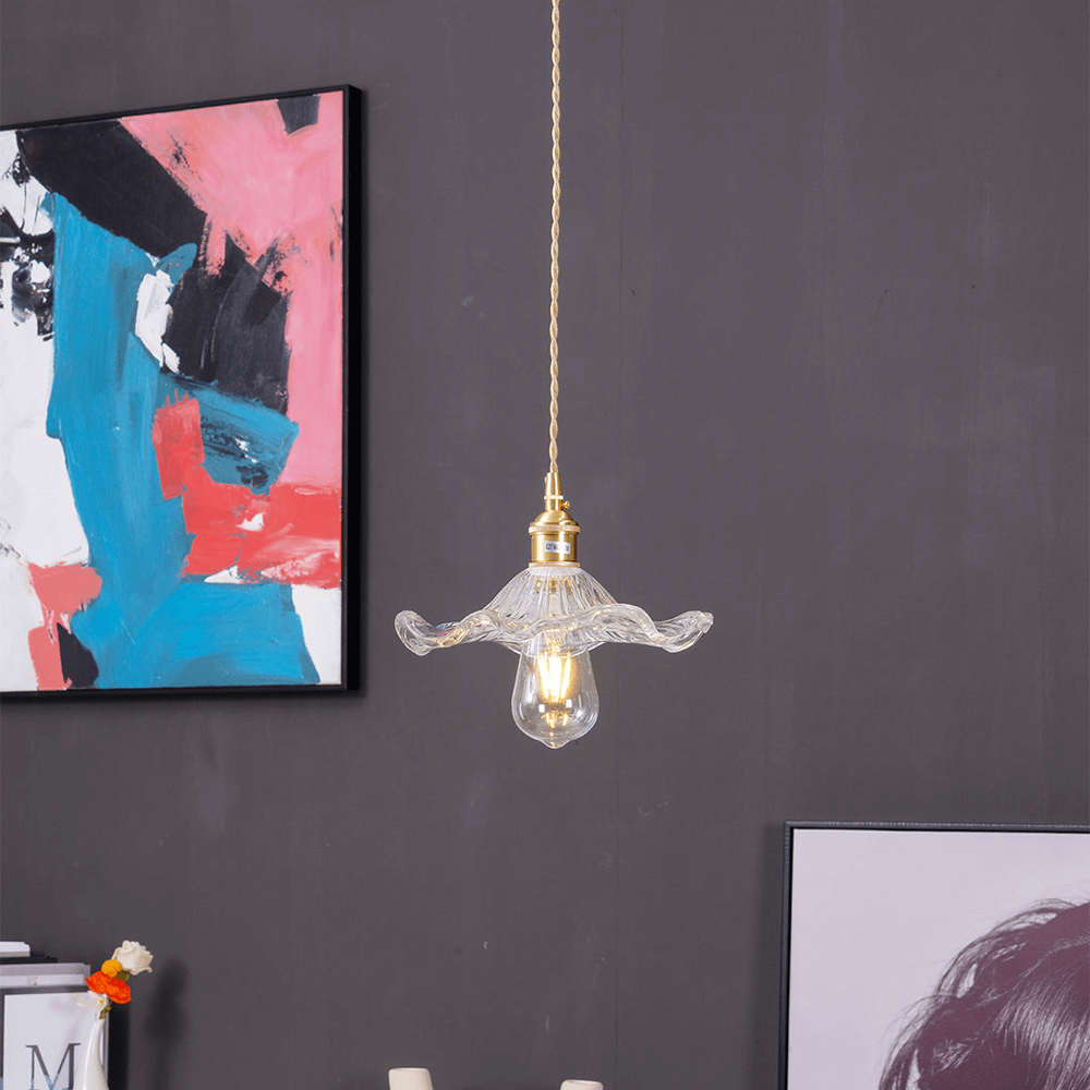 Hibiscus Flower Glass LED Pendant Light - Elegant Hanging Lamp