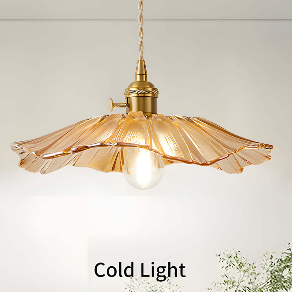 Retro Flower Glass Pendant Light for Dining Room, Vintage Hanging Lamp