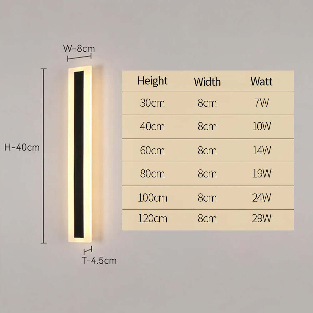 IP65 Modern Minimalist LED Outdoor Wall Light, Black Acrylic, Weatherproof