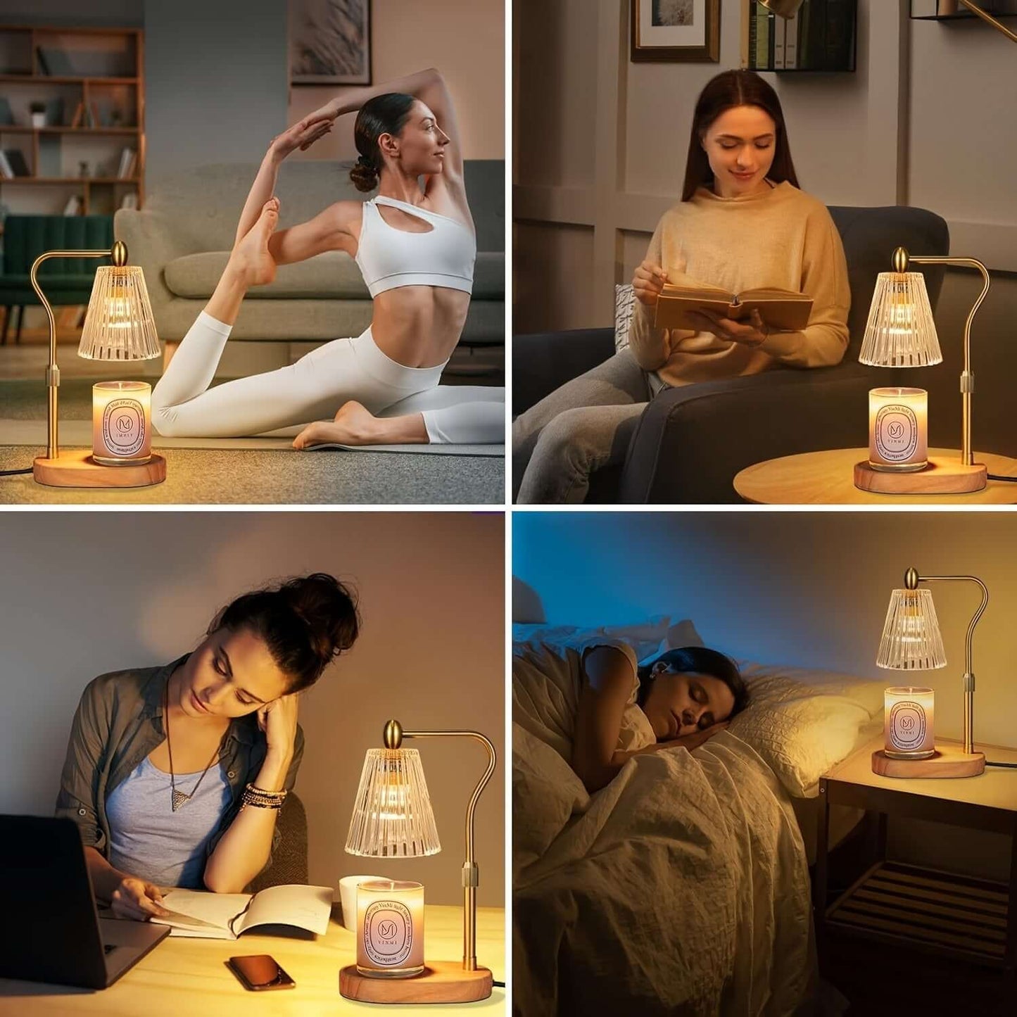 Cozy Dimmable Candle Warmer Lamp with Adjustable Height & Timer