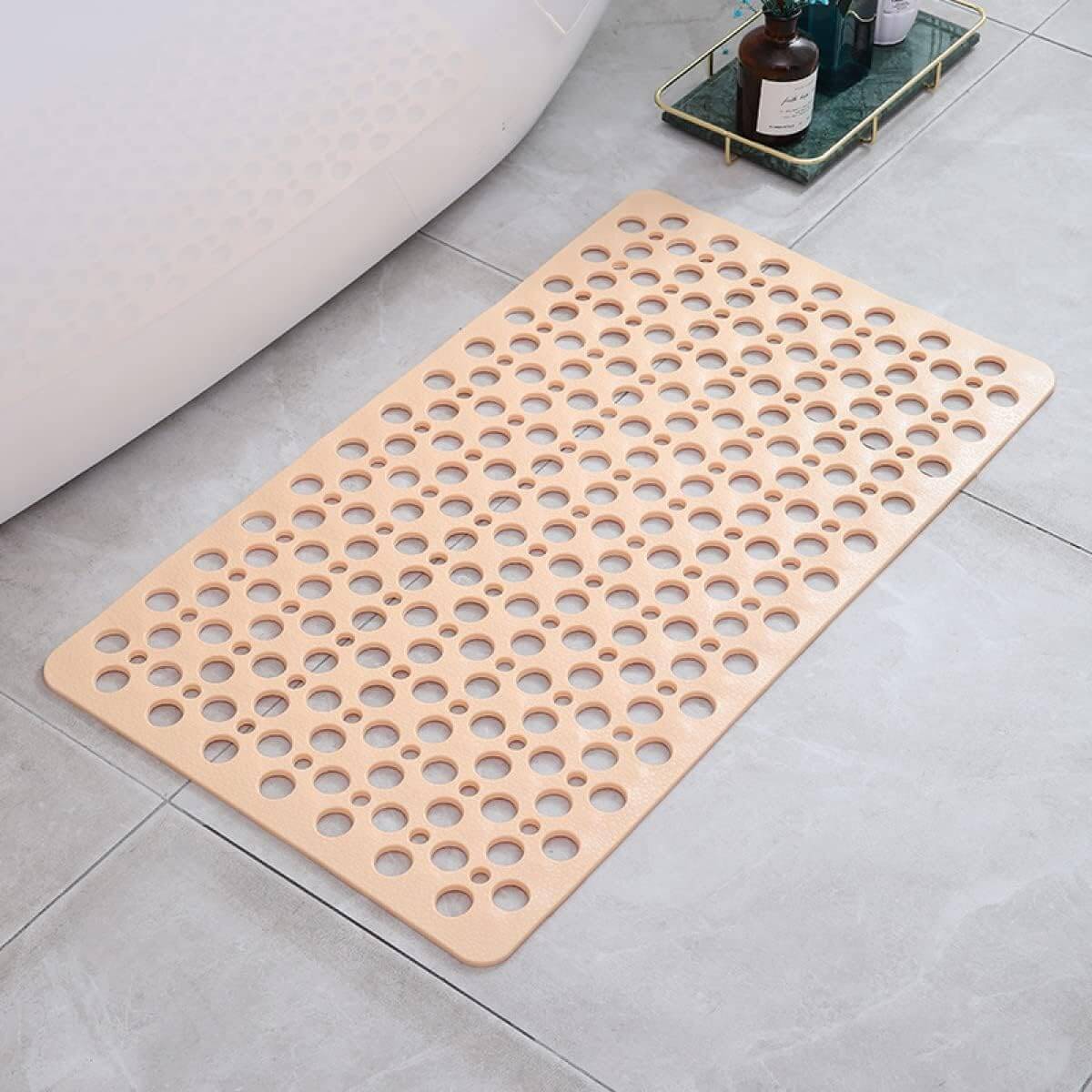 Luxury Anti-Slip Shower Mat, Mold-Resistant Bath Mat with Strong Suction Cups, Quick-Drainage, 70x38cm