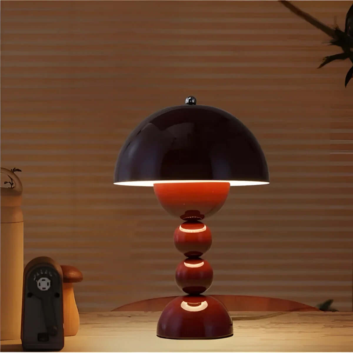 Vintage Mid-Century Modern Mushroom Lamp - Retro Acrylic Dome Light for Table & Desk