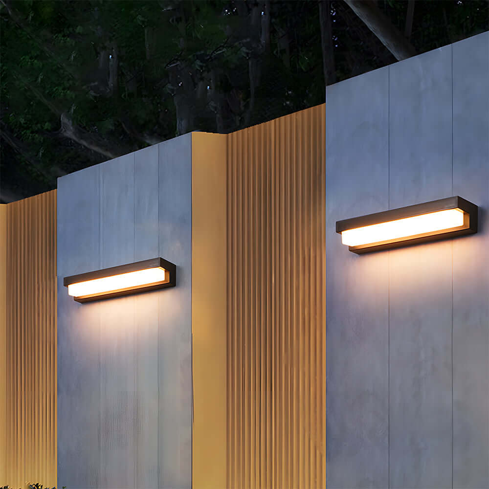 Solar LED Outdoor Wall Light, Black, Modern Waterproof Wall Sconce, 17/32CM