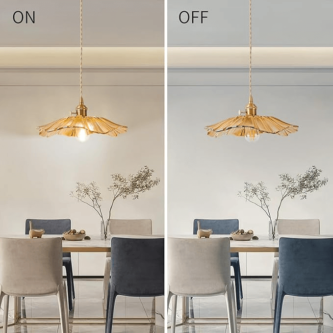 Retro Flower Glass Pendant Light for Dining Room, Vintage Hanging Lamp