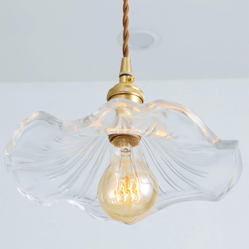 Hibiscus Flower Glass LED Pendant Light - Elegant Hanging Lamp