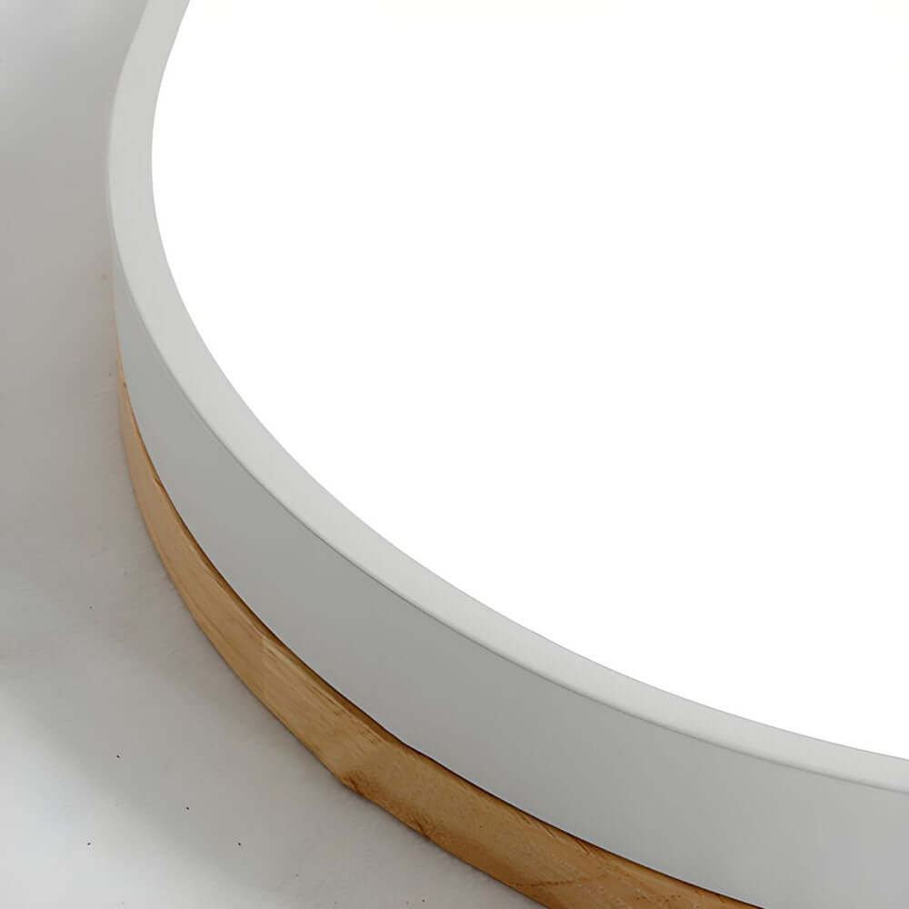 Wooden Round Flush Mount Ceiling Light Fixture for Living Room, Hallway, Bedroom