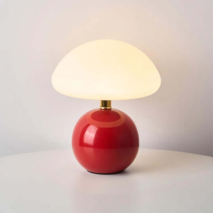 French Cream Ceramic Mushroom Lamp - Whimsical Bauhaus Decor, 20cm, LED