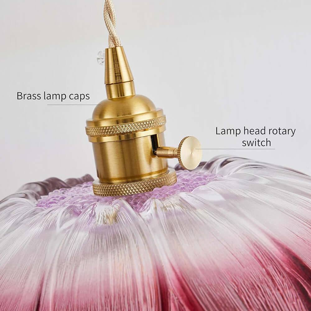 Retro Flower Glass Pendant Light for Dining Room, Vintage Hanging Lamp