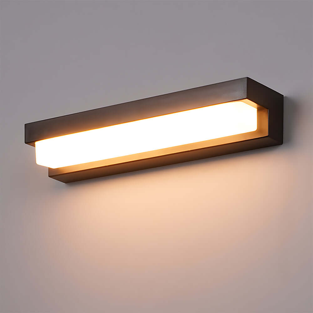 Solar LED Outdoor Wall Light, Black, Modern Waterproof Wall Sconce, 17/32CM