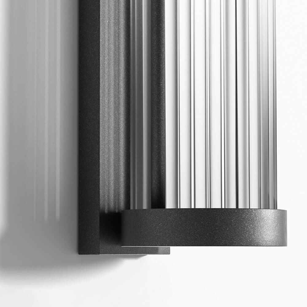 Modern Cylindrical Metal & Glass Outdoor Solar IP65 Waterproof Wall Lamp