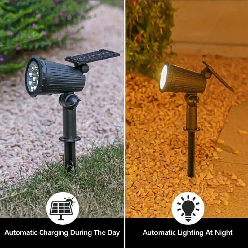 Solar Powered Modern Black Outdoor Floor Light - 30.5CM