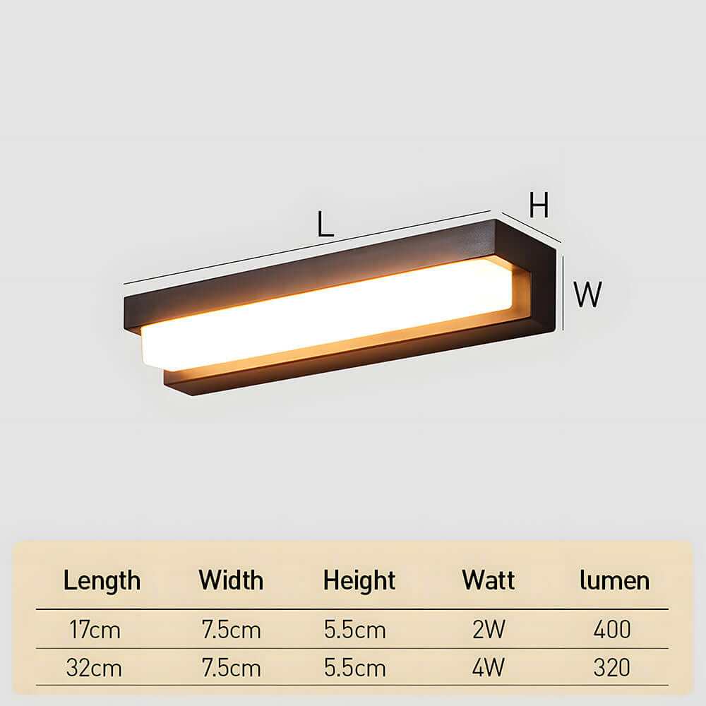 Solar LED Outdoor Wall Light, Black, Modern Waterproof Wall Sconce, 17/32CM