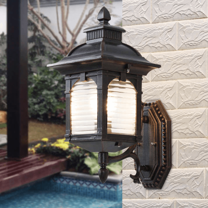 Antique Glass Outdoor Wall Lamp - Vintage Charm for Courtyards