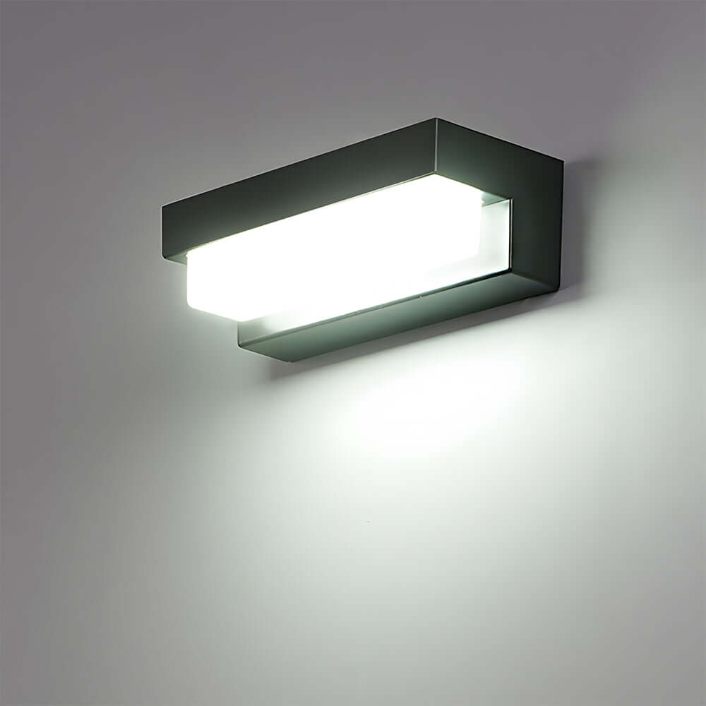 Solar LED Outdoor Wall Light, Black, Modern Waterproof Wall Sconce, 17/32CM