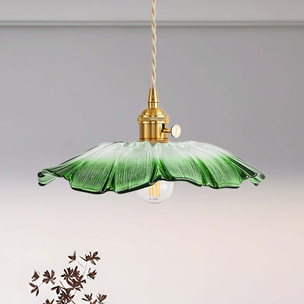 Retro Flower Glass Pendant Light for Dining Room, Vintage Hanging Lamp