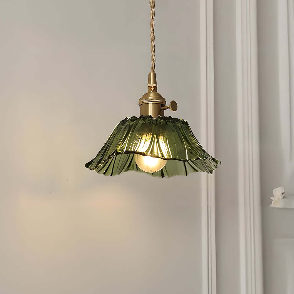Retro Flower Glass Pendant Light for Dining Room, Vintage Hanging Lamp