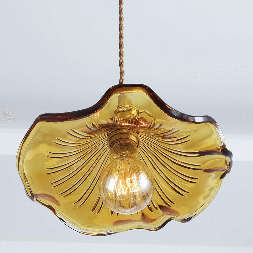 Hibiscus Flower Glass LED Pendant Light - Elegant Hanging Lamp