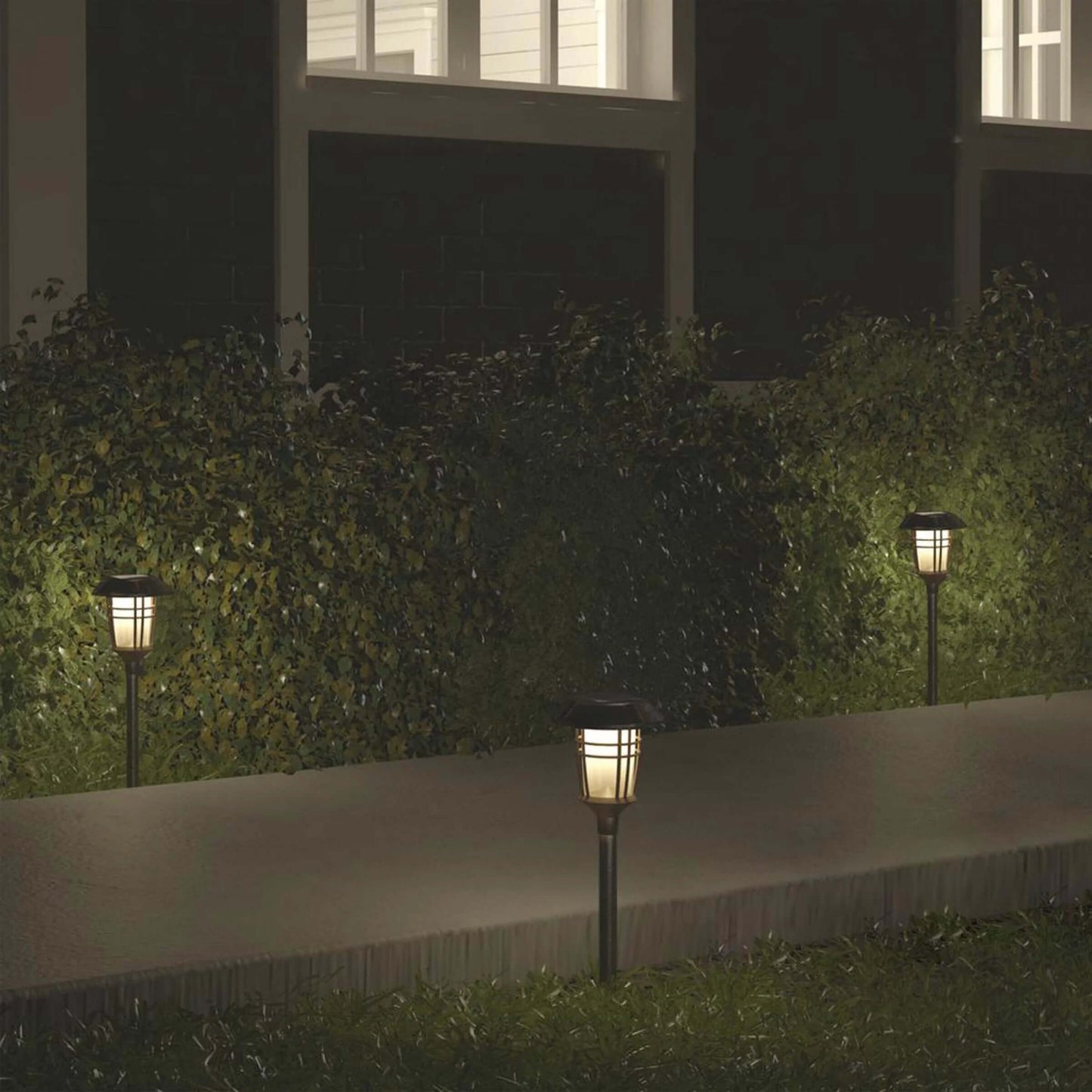 Solar Garden Lamps Torch Lights Outdoor 6-Pack - Black Aluminum & Plastic - 10 Lumens - 59cm H x 16cm W
